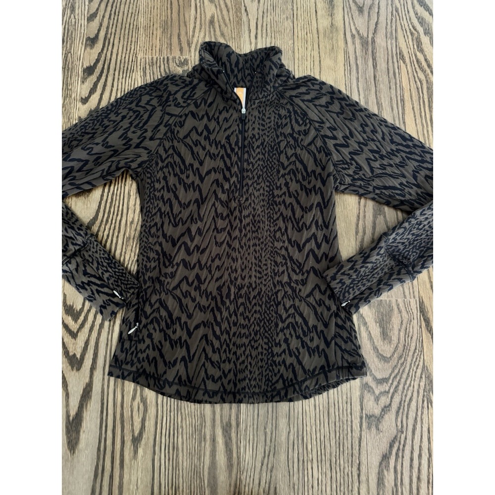 Lucy Women's XS Animal Print Half Zip Pullover Jacket Brown Black Athletic